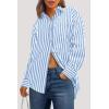 imagePRETTYGARDEN Womens Striped Button Down Shirt Spring 2025 Oversized Collared Long Sleeve Office Work Blouses Tops