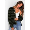 imagePRETTYGARDEN Womens Striped Cardigan Sweaters Ribbed Knit Long Sleeve Open Front Crewneck Casual Jackets