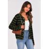 imagePRETTYGARDEN Womens Striped Cardigan Sweaters Ribbed Knit Long Sleeve Open Front Crewneck Casual Jackets