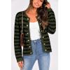 imagePRETTYGARDEN Womens Striped Cardigan Sweaters Ribbed Knit Long Sleeve Open Front Crewneck Casual Jackets
