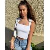 imagePRETTYGARDEN Womens Summer 2 Piece Tank Top Ribbed Knit Square Neck Sleeveless Basic Yoga Workout Crop Tops Shirts Cami White CamelLarge