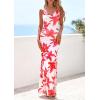 imagePRETTYGARDEN Womens Summer Beach Wedding Guest Dress Bodycon Floral Maxi Dresses 2026 Spring Tropical Vacation SundressesWhite Red Floral