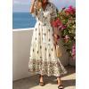 imagePRETTYGARDEN Womens Summer Boho Maxi Dress 2026 Trendy Short Sleeve V Neck Flowy Beach Floral Dresses with PocketsApricot