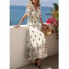 imagePRETTYGARDEN Womens Summer Boho Maxi Dress 2026 Trendy Short Sleeve V Neck Flowy Beach Floral Dresses with PocketsApricot