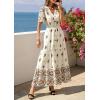 imagePRETTYGARDEN Womens Summer Boho Maxi Dress 2026 Trendy Short Sleeve V Neck Flowy Beach Floral Dresses with PocketsApricot