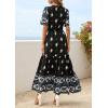 imagePRETTYGARDEN Womens Summer Boho Maxi Dress 2026 Trendy Short Sleeve V Neck Flowy Beach Floral Dresses with PocketsBlack White Flower