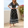 imagePRETTYGARDEN Womens Summer Boho Maxi Dress 2026 Trendy Short Sleeve V Neck Flowy Beach Floral Dresses with PocketsBlack White Flower