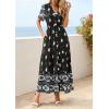 imagePRETTYGARDEN Womens Summer Boho Maxi Dress 2026 Trendy Short Sleeve V Neck Flowy Beach Floral Dresses with PocketsBlack White Flower