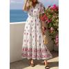 imagePRETTYGARDEN Womens Summer Boho Maxi Dress 2026 Trendy Short Sleeve V Neck Flowy Beach Floral Dresses with PocketsFloral White Rose Red