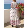 imagePRETTYGARDEN Womens Summer Boho Maxi Dress 2026 Trendy Short Sleeve V Neck Flowy Beach Floral Dresses with PocketsFloral White Rose Red
