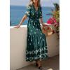 imagePRETTYGARDEN Womens Summer Boho Maxi Dress 2026 Trendy Short Sleeve V Neck Flowy Beach Floral Dresses with PocketsPeacock Blue