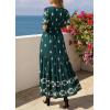 imagePRETTYGARDEN Womens Summer Boho Maxi Dress 2026 Trendy Short Sleeve V Neck Flowy Beach Floral Dresses with PocketsPeacock Blue