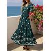 imagePRETTYGARDEN Womens Summer Boho Maxi Dress 2026 Trendy Short Sleeve V Neck Flowy Beach Floral Dresses with PocketsPeacock Blue