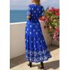 imagePRETTYGARDEN Womens Summer Boho Maxi Dress 2026 Trendy Short Sleeve V Neck Flowy Beach Floral Dresses with PocketsRoyal Blue