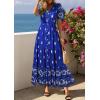 imagePRETTYGARDEN Womens Summer Boho Maxi Dress 2026 Trendy Short Sleeve V Neck Flowy Beach Floral Dresses with PocketsRoyal Blue
