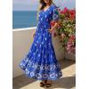 imagePRETTYGARDEN Womens Summer Boho Maxi Dress 2026 Trendy Short Sleeve V Neck Flowy Beach Floral Dresses with PocketsRoyal Blue