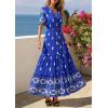 imagePRETTYGARDEN Womens Summer Boho Maxi Dress 2026 Trendy Short Sleeve V Neck Flowy Beach Floral Dresses with PocketsRoyal Blue