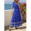 imagePRETTYGARDEN Womens Summer Boho Maxi Dress 2026 Trendy Short Sleeve V Neck Flowy Beach Floral Dresses with PocketsRoyal Blue