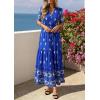 imagePRETTYGARDEN Womens Summer Boho Maxi Dress 2026 Trendy Short Sleeve V Neck Flowy Beach Floral Dresses with PocketsRoyal Blue
