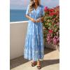 imagePRETTYGARDEN Womens Summer Boho Maxi Dress 2026 Trendy Short Sleeve V Neck Flowy Beach Floral Dresses with PocketsSky Blue