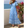 imagePRETTYGARDEN Womens Summer Boho Maxi Dress 2026 Trendy Short Sleeve V Neck Flowy Beach Floral Dresses with PocketsSky Blue