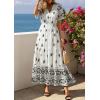 imagePRETTYGARDEN Womens Summer Boho Maxi Dress 2026 Trendy Short Sleeve V Neck Flowy Beach Floral Dresses with PocketsWhite Black Flower