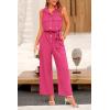 imagePRETTYGARDEN Womens Summer One Piece Outfits Casual Sleeveless Jumpsuits Wide Leg Pants Rompers Rose RedMedium