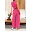 imagePRETTYGARDEN Womens Summer One Piece Outfits Casual Sleeveless Jumpsuits Wide Leg Pants Rompers Rose RedMedium