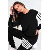 imagePRETTYGARDEN Womens Two Piece Striped Outfits Casual Long Sleeve Top and Sweatpants Matching Tracksuit Jogger Set