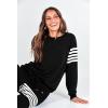 imagePRETTYGARDEN Womens Two Piece Striped Outfits Casual Long Sleeve Top and Sweatpants Matching Tracksuit Jogger Set