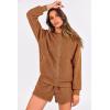 imagePRETTYGARDEN Womens Two Piece Tracksuit Outfits 2024 Fall Zip Up Fleece Jacket And Shorts Matching Lounge Sets BrownMedium