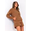 imagePRETTYGARDEN Womens Two Piece Tracksuit Outfits 2024 Fall Zip Up Fleece Jacket And Shorts Matching Lounge Sets BrownMedium