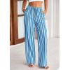 imagePRETTYGARDEN Womens Wide Leg Lounge Pants Spring Summer Drawstring Elastic Waist Comfy Striped Pajama Bottoms Trendy ClothesStriped Grey Blue