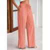 imagePRETTYGARDEN Womens Wide Leg Lounge Pants Spring Summer Drawstring Elastic Waist Comfy Striped Pajama Bottoms Trendy ClothesStriped Pink Orange