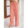 imagePRETTYGARDEN Womens Wide Leg Lounge Pants Spring Summer Drawstring Elastic Waist Comfy Striped Pajama Bottoms Trendy ClothesStriped Pink Orange
