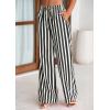imagePRETTYGARDEN Womens Wide Leg Lounge Pants Spring Summer Drawstring Elastic Waist Comfy Striped Pajama Bottoms Trendy ClothesStriped White Black