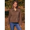 imagePRETTYGARDEN Womens Winter Moto Jacket Faux Suede Long Sleeve Zip Up Pockets Short Coat Y2K Fall Fashion Dressy Outerwear