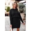 imagePRETTYGARDEN Womens Winter Rib Knit Pullover Sweater 2024 Fashion Fall Dresses Long Sleeve Hooded Bodycon Dress BlackSmall