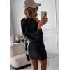 imagePRETTYGARDEN Womens Winter Rib Knit Pullover Sweater 2024 Fashion Fall Dresses Long Sleeve Hooded Bodycon Dress BlackSmall