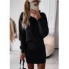 imagePRETTYGARDEN Womens Winter Rib Knit Pullover Sweater 2024 Fashion Fall Dresses Long Sleeve Hooded Bodycon Dress BlackSmall