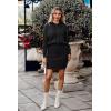 imagePRETTYGARDEN Womens Winter Rib Knit Pullover Sweater 2024 Fashion Fall Dresses Long Sleeve Hooded Bodycon Dress BlackSmall