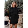 imagePRETTYGARDEN Womens Winter Rib Knit Pullover Sweater 2024 Fashion Fall Dresses Long Sleeve Hooded Bodycon Dress BlackSmall