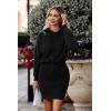 imagePRETTYGARDEN Womens Winter Rib Knit Pullover Sweater 2024 Fashion Fall Dresses Long Sleeve Hooded Bodycon Dress BlackSmall