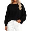 imagePRETTYGARDEN Fall Sweaters for Women 2026 Fashion Long Sleeve Casual Ribbed Knit Winter Clothes Pullover Jumper TopsBlack