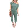 imagePRETTYGARDEN Jumpsuits for Women 2026 Summer Dressy Off Shoulder Romper Spring Vacation Travel Lounge Outfits ClothesLight Green