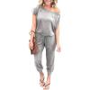imagePRETTYGARDEN Jumpsuits for Women 2026 Summer Dressy Off Shoulder Romper Spring Vacation Travel Lounge Outfits ClothesLight Grey