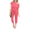 imagePRETTYGARDEN Jumpsuits for Women 2026 Summer Dressy Off Shoulder Romper Spring Vacation Travel Lounge Outfits ClothesLight Pink