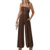 imagePRETTYGARDEN Jumpsuits for Women Dressy 2026 Summer Sleeveless Casual Wide Leg Rompers Spring Cruise Vacation OutfitsBrown