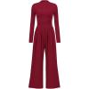 imagePRETTYGARDEN Jumpsuits for Women Dressy Fall Fashion Clothing 2026 Long Sleeve Mock Neck Date Night Rompers Business OutfitsWine Red