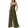 imagePRETTYGARDEN Jumpsuits for Women Summer 2026 Sleeveless Wide Leg Date Night Rompers Beach Vacation Cruise One Piece OutfitsArmy Green